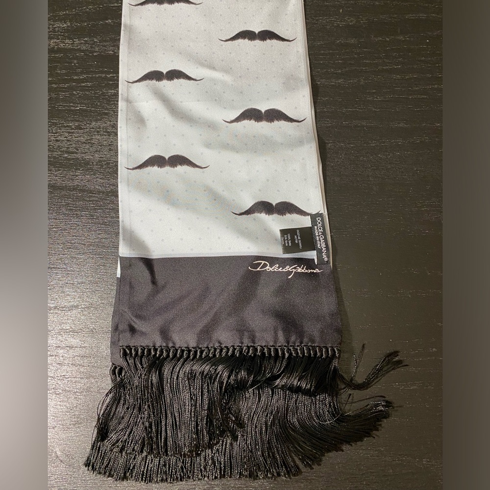 Dolce & Gabbana Silk Mustache Scarf 54”